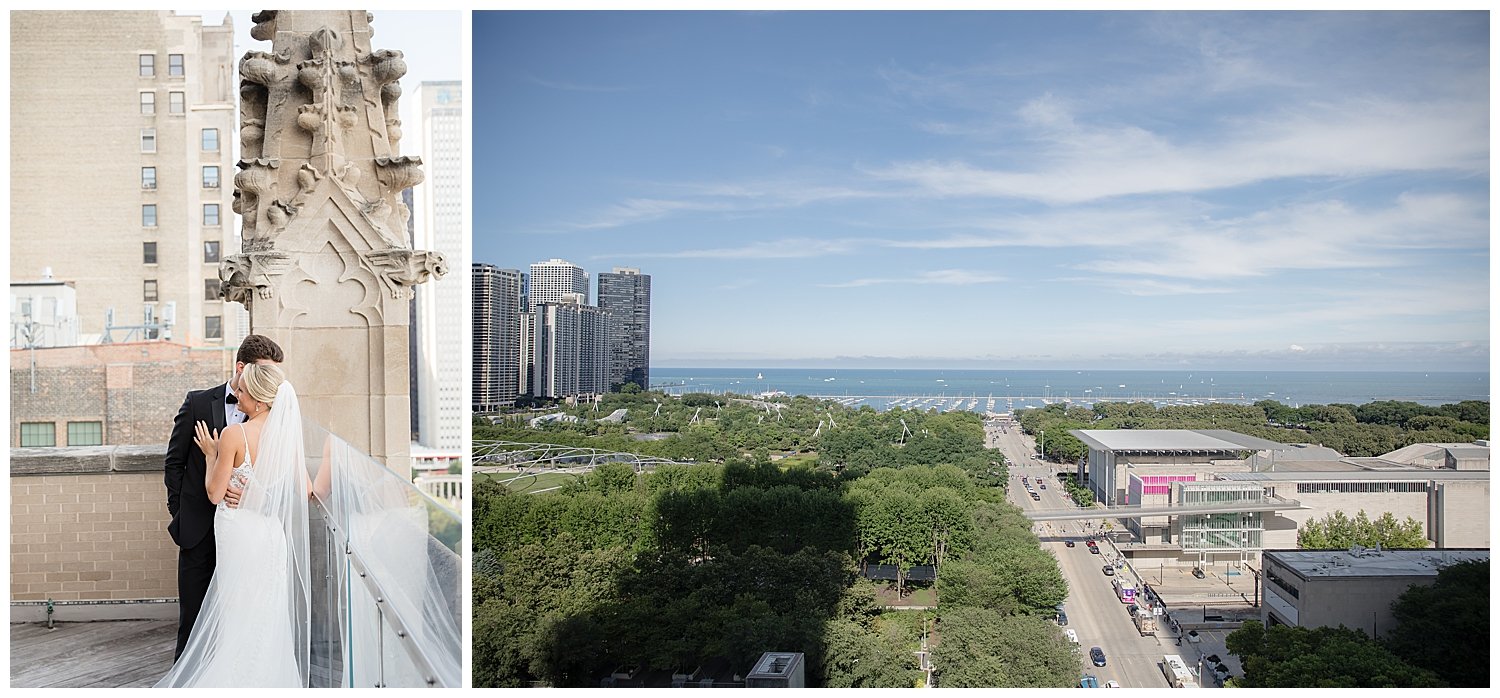 university club of chicago rooftop wedding photo