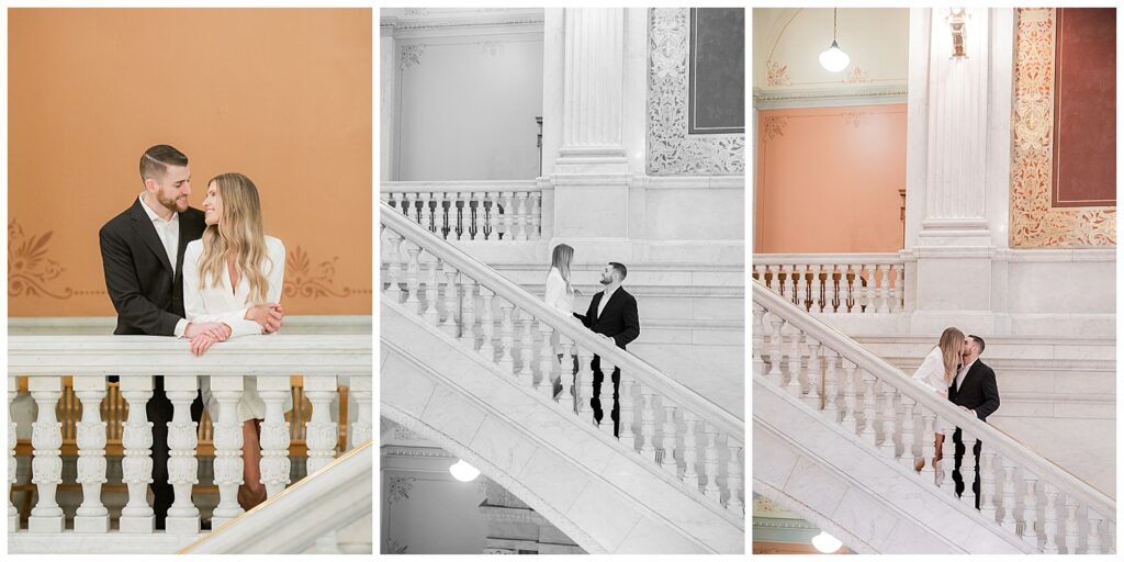 ohio statehouse engagement pictures in the winter