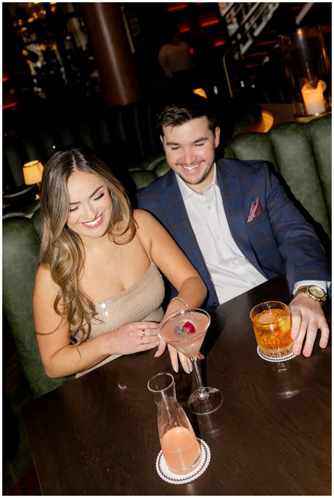 cocktails in engagement pictures in columbus ohio