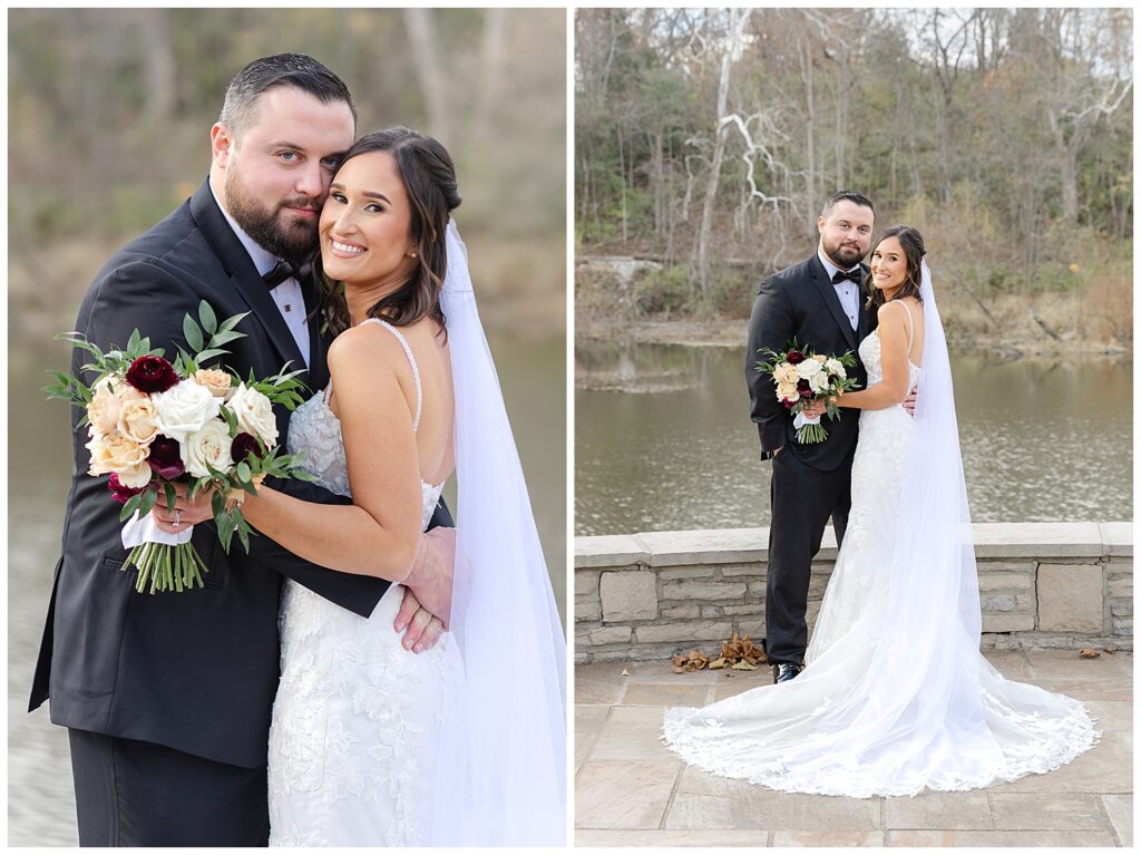 couple on their wedding day at the darby house in ohio