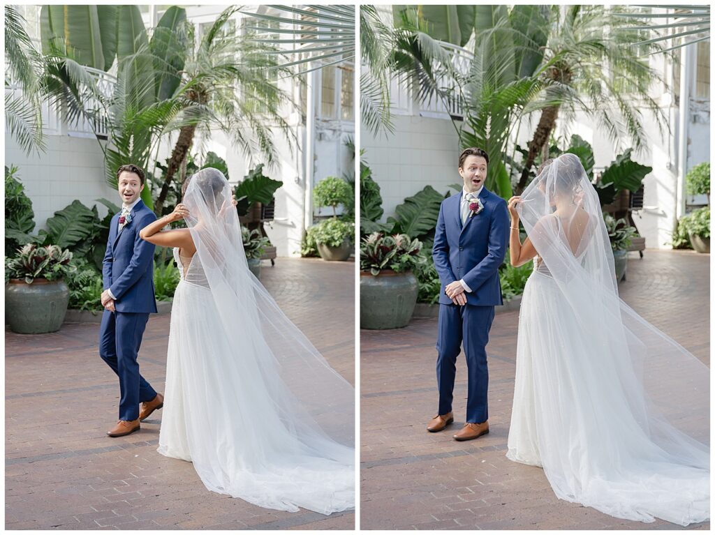 palm house franklin park conservatory wedding day first look