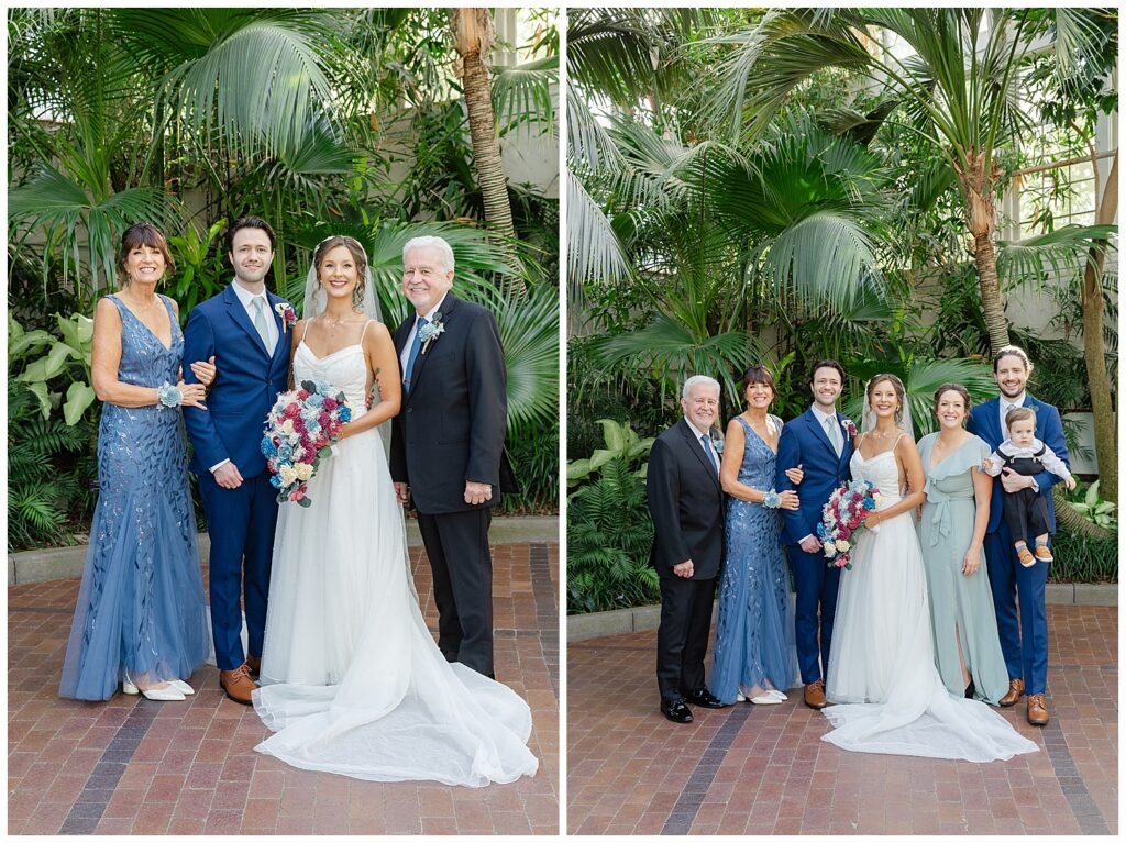 family wedding day formal portraits at Franklin Park Conservatory
