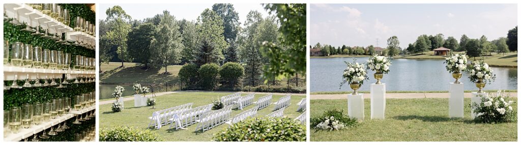 Club at Corazon Dublin Ohio Italian wedding ceremony outside on lawn