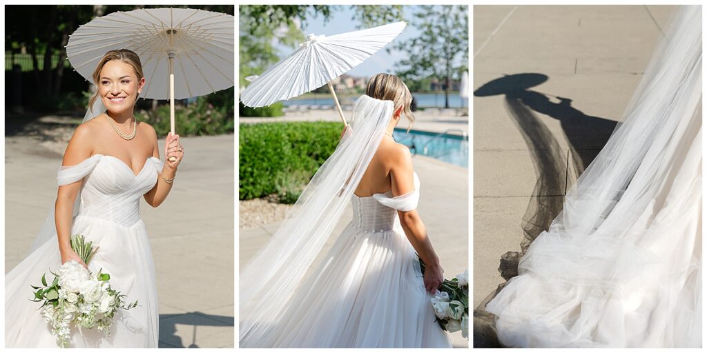 Club at Corazon Dublin Ohio Italian wedding ceremony outside in summer bride 