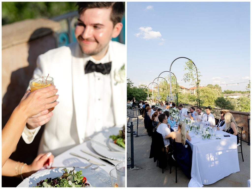 outdoor dining at a wedding reception at The Club at Corazon in Dublin Ohio