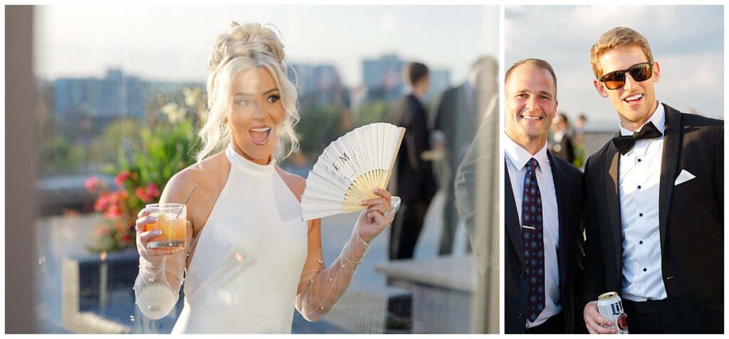 Guests celebrating during modern rooftop reception at Revery Columbus Ohio