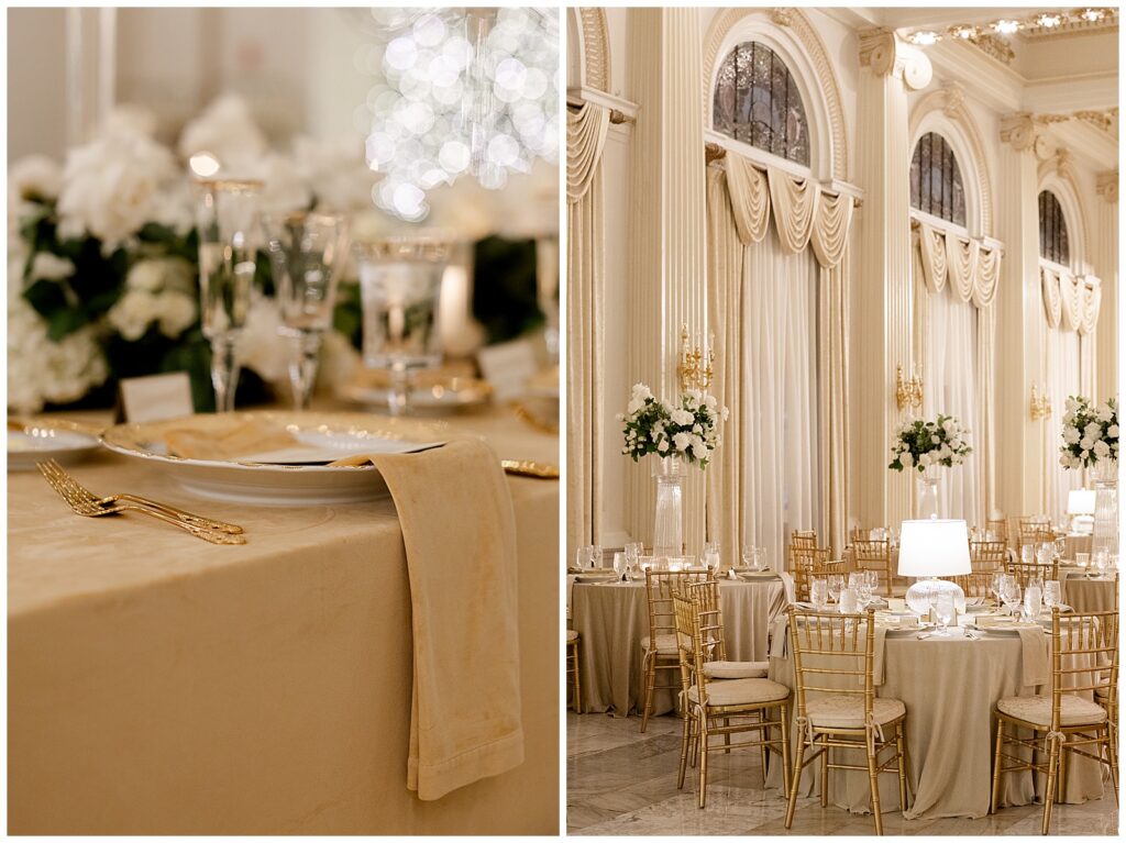Elegant winter wedding reception setup with candlelight and floral centerpieces at The Westin Great Southern