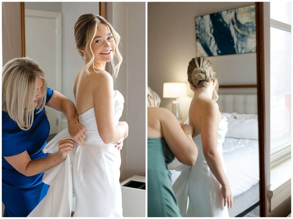 Bride at her wedding at the Westin great southern with her mom