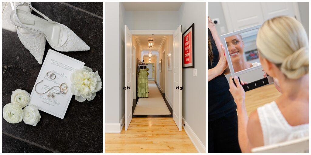 Bride getting ready for her wedding in Winnetka, Illinois