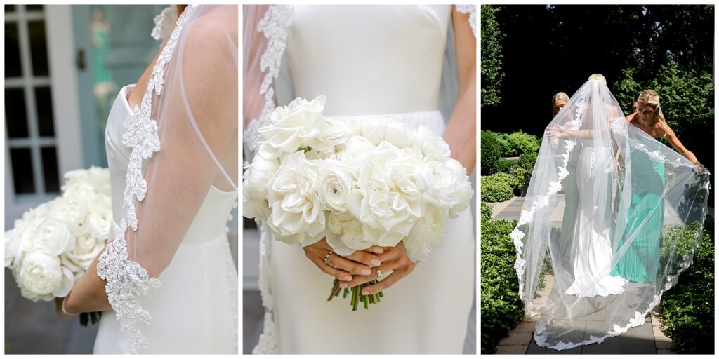 Bride's final moments getting ready before her wedding ceremony in Winnetka