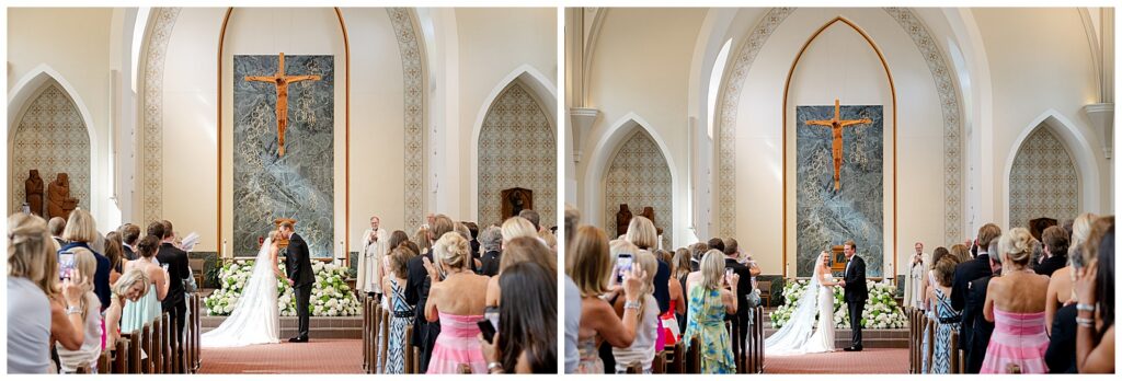 Wedding ceremony inside Sacred Heart Church in Winnetka