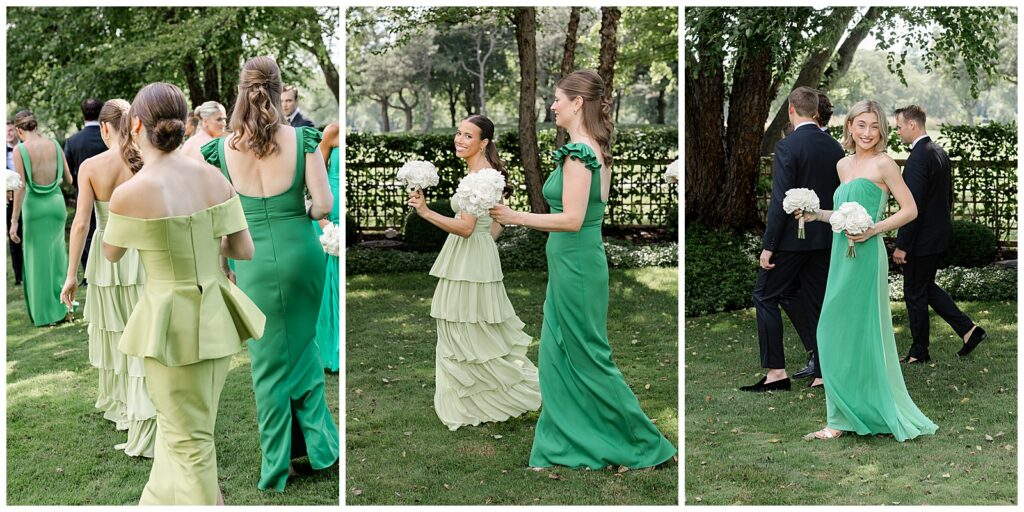 Bridal party celebrating the newlyweds in Winnetka, Illinois