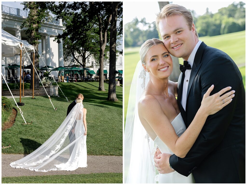 Bride and groom portraits at Exmoor Country Club in Highland Park, Illinois