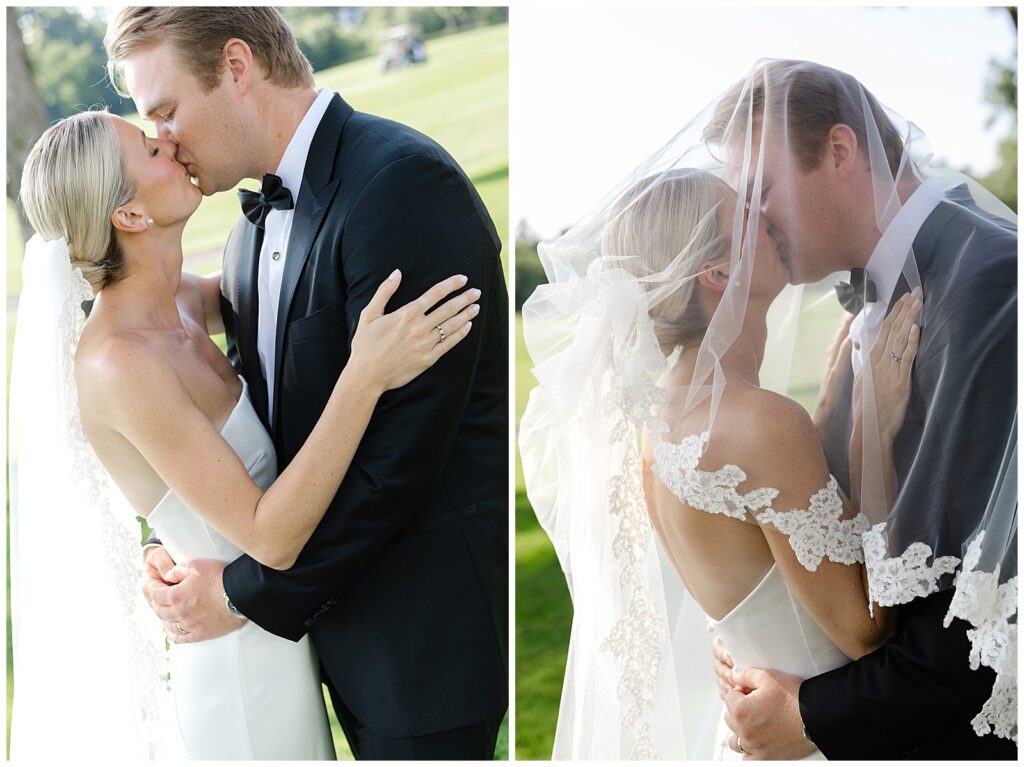 Bride and groom portraits at Exmoor Country Club in Highland Park, Illinois