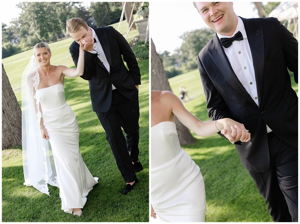 Bride and groom portraits at Exmoor Country Club in Highland Park, Illinois