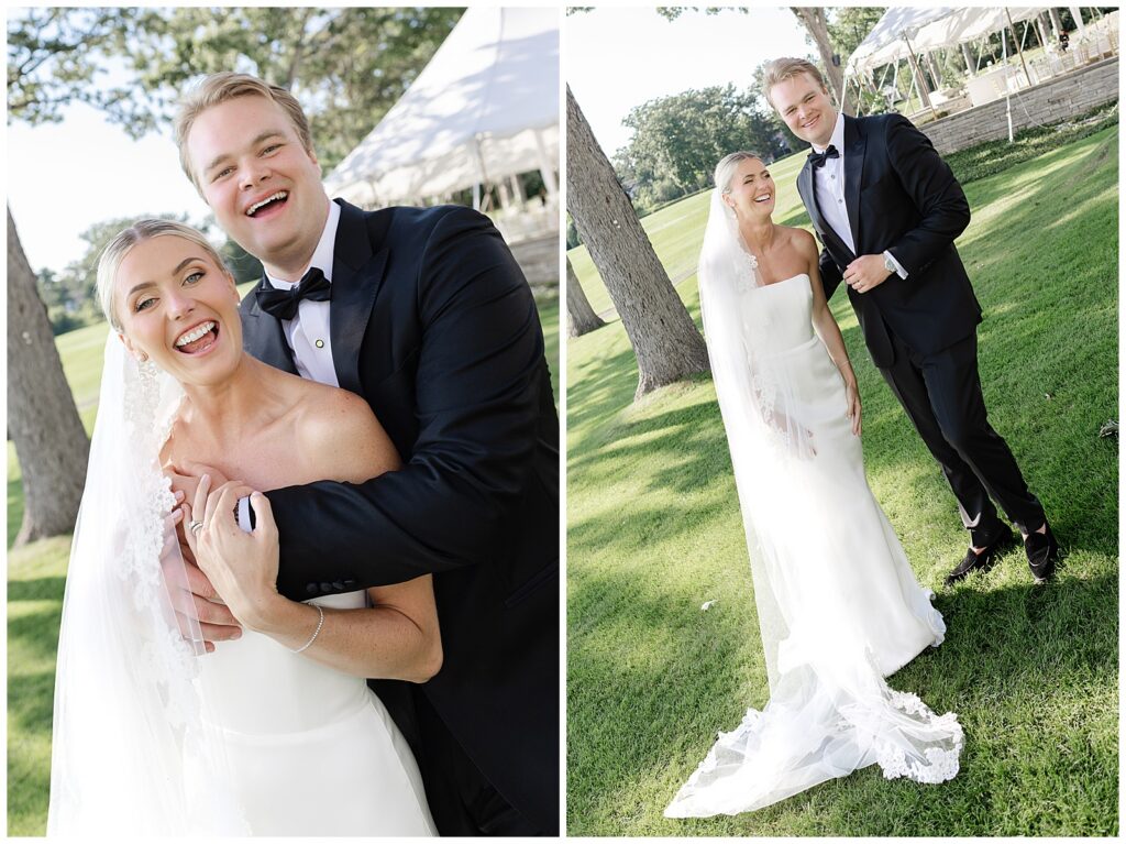 Summer wedding ceremony with large bridal party in Highland Park, Illinois