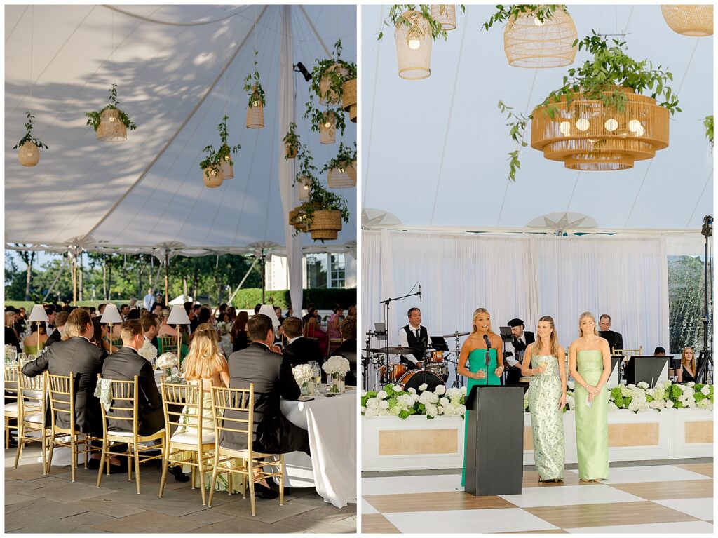 Wedding guests celebrating on the dance floor in Winnetka, Illinois